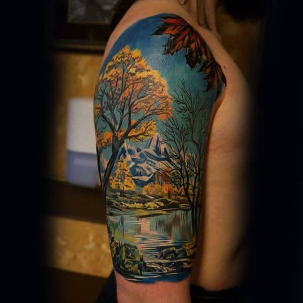 Half Tree Sleeve For Men With Realistic Design