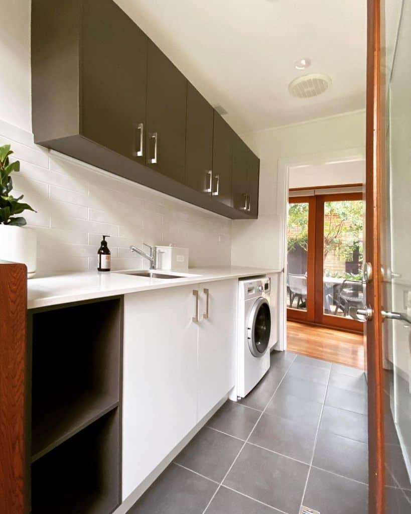 hallway laundry room cabinet