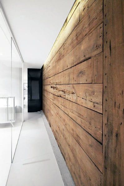 Hallway Natural Old Barn Wood Wall Ideas