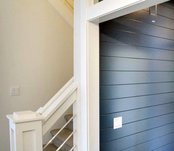 nautical blue and white shiplap wall