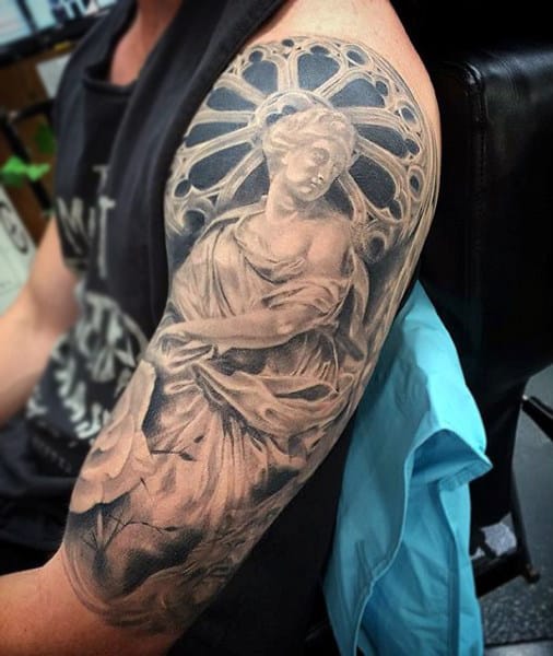 Haloed Disk Around Lord Religious Tattoo Male Sleeve