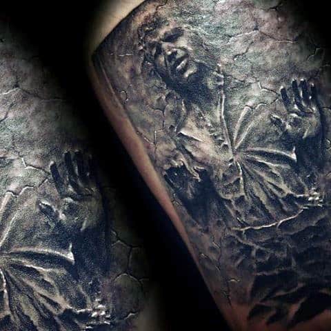 Han Solo Frozen In Star Wars 3d Guys Arm Tattoo Designs