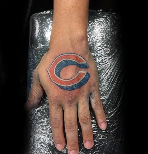 Hand 3d Mens Chicago Bears Tattoo Design Ideas