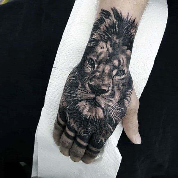 Hand And Forearm Guys Lion Tattoo Designs