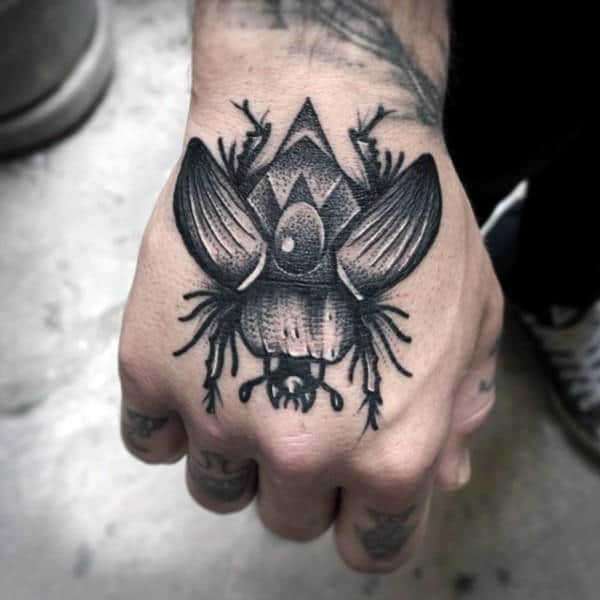 Hand Egyptian Beattle Tattoo
