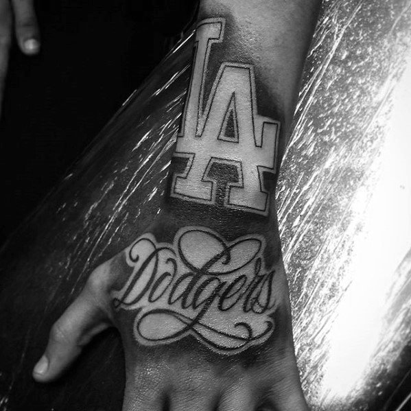 Hand La Distinctive Male Dodgers Tattoo Designs