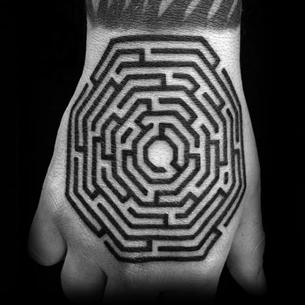 Hand Maze Guys Tattoo Designs