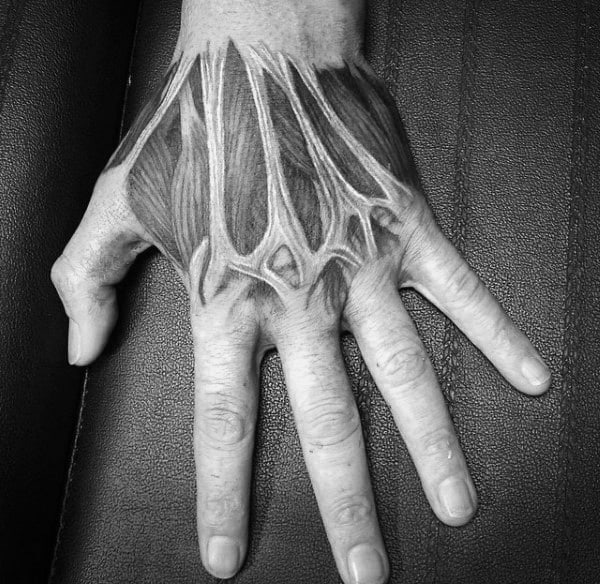 Hand Muscle Tattoo On Man