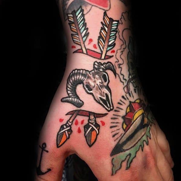 Hand Small Arrow Tattoos Men