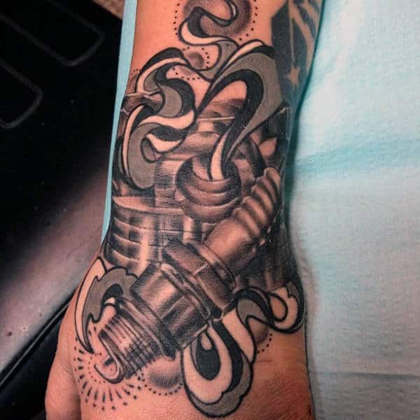 Hand Spark Plug Mens Tattoos