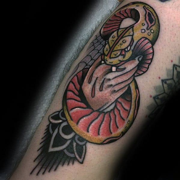 Handshake Tattoo Snake Design Ideas For Males On Forearm