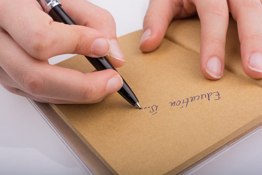 handwriting on a notebook