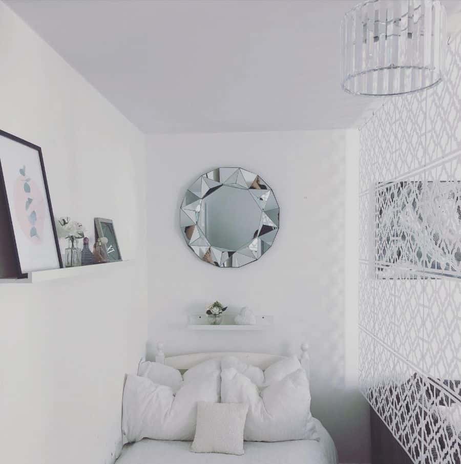 elegant bedroom with white room divider