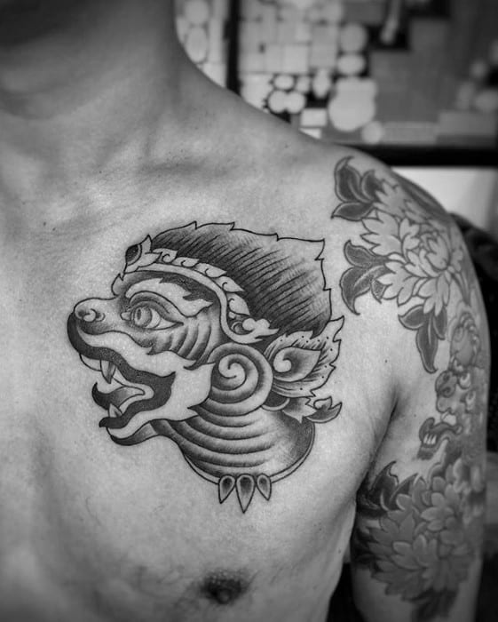 Hanuman Tattoo On Men Upper Chest