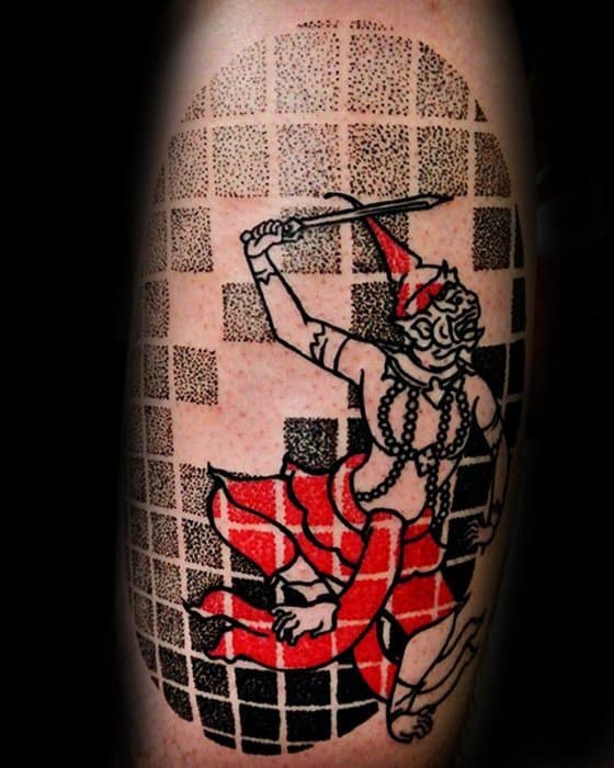 Hanuman Tattoos Men Geometric Blocks On Arm