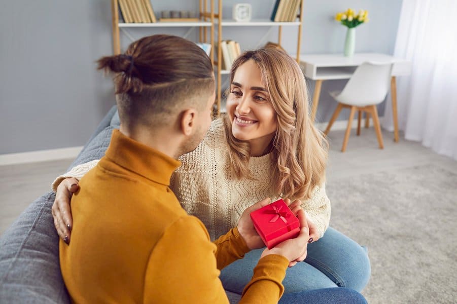 happy couple in love celebrating birthday