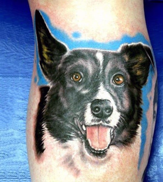 Happy Dog Watercolor Guys Tattoos