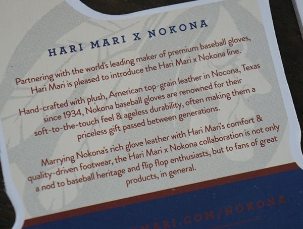 Hari Mari X Nokona Sandals Details Card