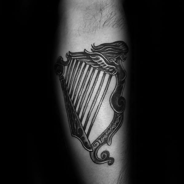 Harp Male Tattoos Leg Calf