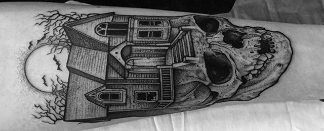 Haunted House Tattoo Designs For Men