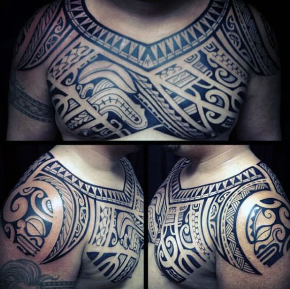 Hawaiian Male Tattoo Art On Chest