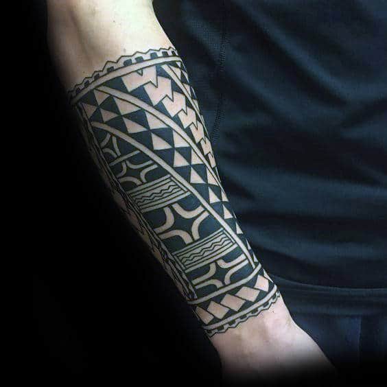 Hawaiian Male Traditional Forearm Sleeve Tattoo Ideas