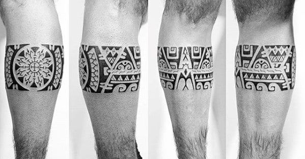 Hawaiian Masculine Guys Leg Band Tattoo Design Ideas
