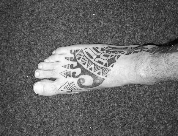 Hawaiian Mens Tribal Foot Tattoos