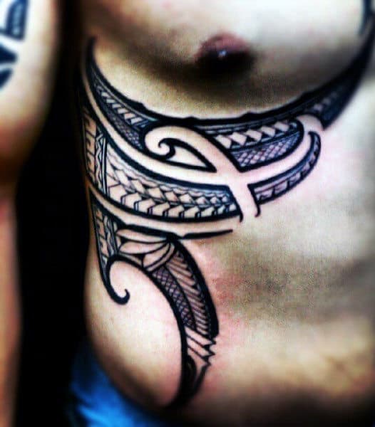Hawaiian Side Rib Cage Tattoo Designs For Men
