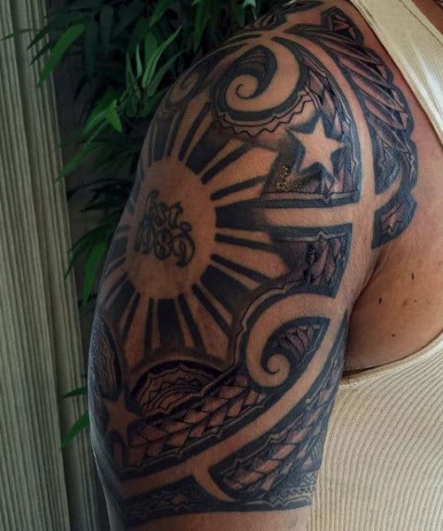 Hawaiian Tribal Leg Tattoos For Men