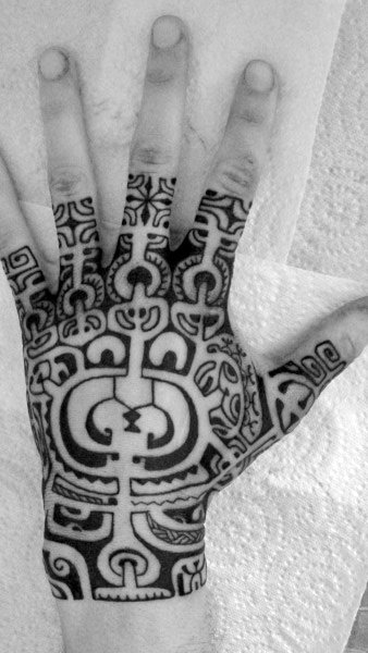 Hawaiian Tribal Male Hand Tattoos