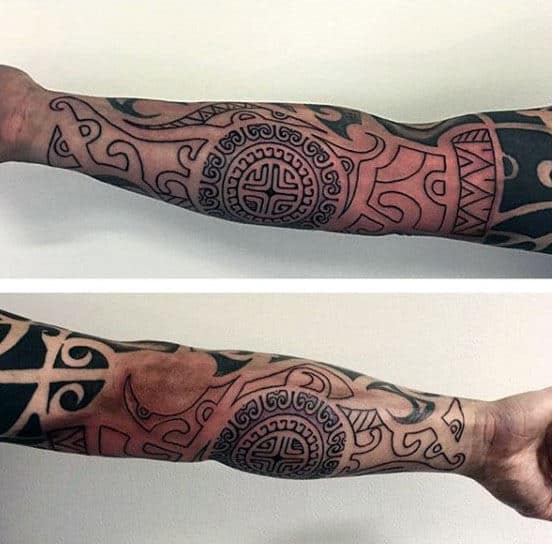 Hawaiian Tribal Sleeve Tattoos For Mens Arms