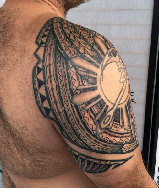 Hawaiian Upper Armband Tattoos For Guys