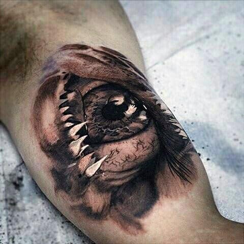 Hazel Shaded Eye With Sharp Edges Tattoo Mens Forearms