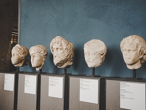 Head Statues Colosseum Rome Italy
