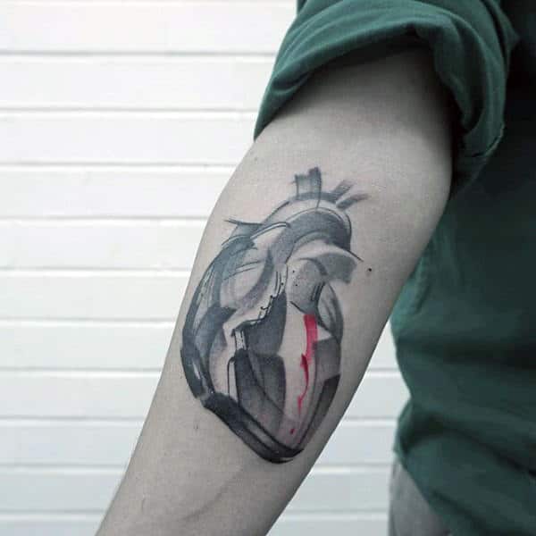 Heart Brush Stroke Mens Inner Forearm Tattoo