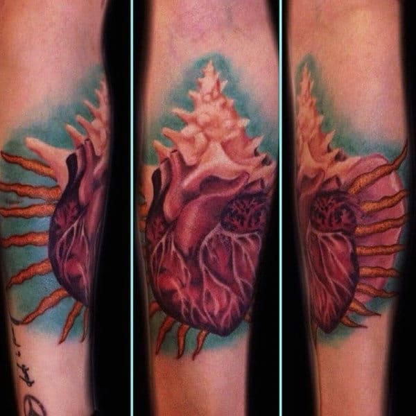Heart Seashell Mens Abstract Arm Tattoo Ideas