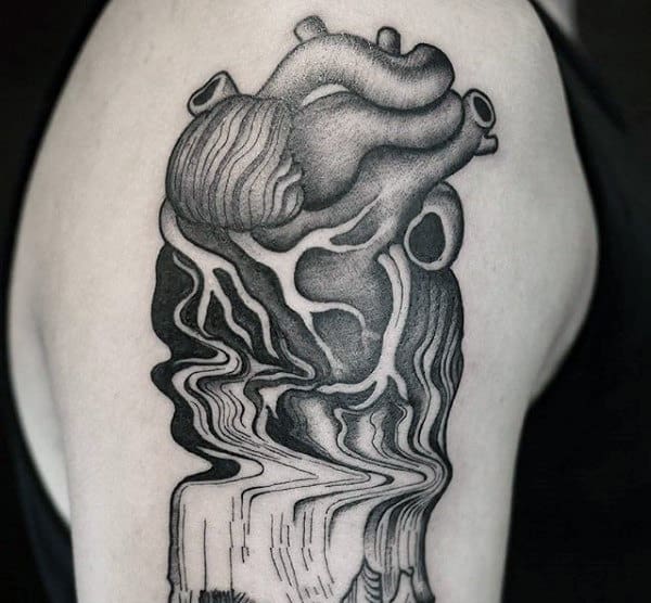 Heart Waterfall Mens Original Upper Arm Tattoos