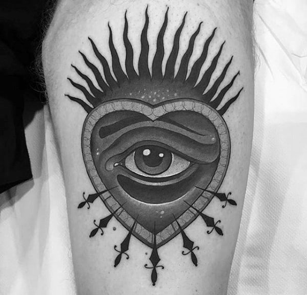 Heart With Swords Guys Different Thigh Tattoo Designs