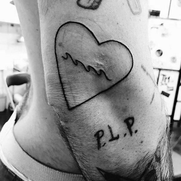 Heart With Wave Inside Mens Outer Arm Tattoo