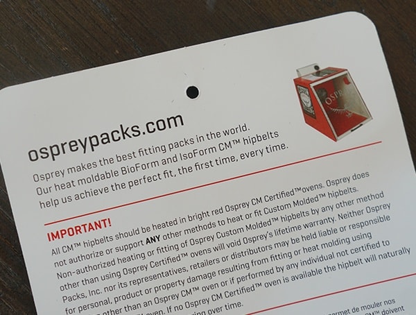 Heat Moldable Bioform Osprey Packs