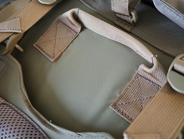 Heavy Duty Stiched Pull Handles On Back Of Kelty Eagle Backpack