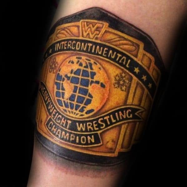 Heavyweight Wrestling Champion Belt Forearm Band Mens Wrestling Tattoo