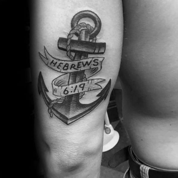 Hebrews 6 19 Guys Banner Anchor Back Of Armtattoo