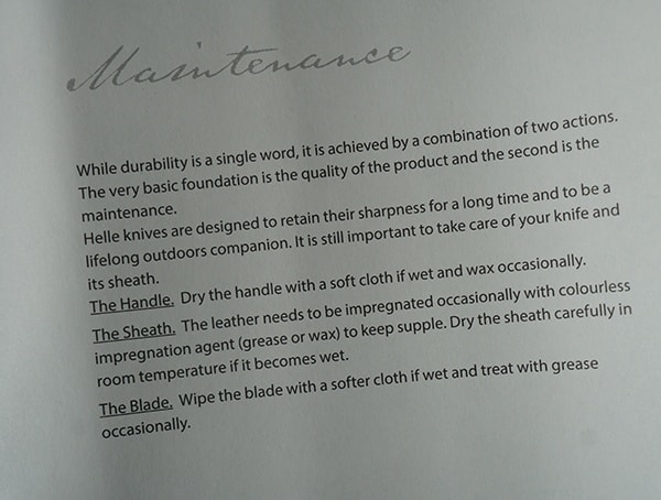 Helle Knives Maintenance Instructions Handle Sheath And Blade