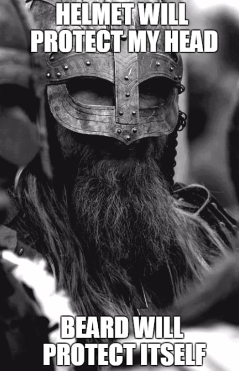 Helmet Will Protect My Head Beard Will Protect Itself Funny Beard Memes