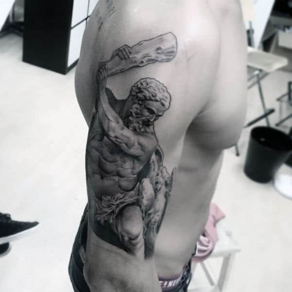 Hercules With Club Mens Upp Arm Tattoos