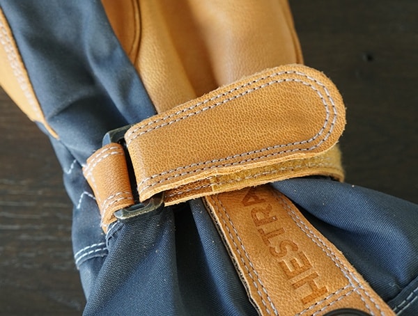 Hestra Alpine Pro Narvik Wool Terry Gloves Leather Pull Strap Closed