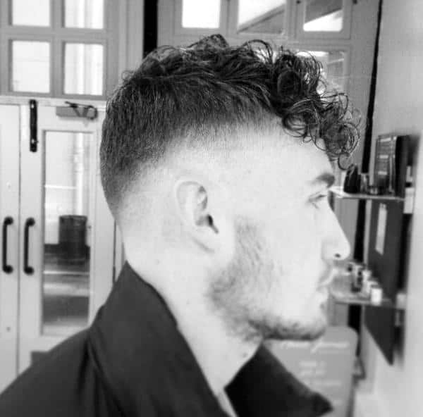 High Fade Curly Mens Hairstyle Short Length