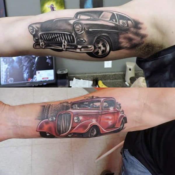 High Powered Hot Rod Tattoo Male Forearms